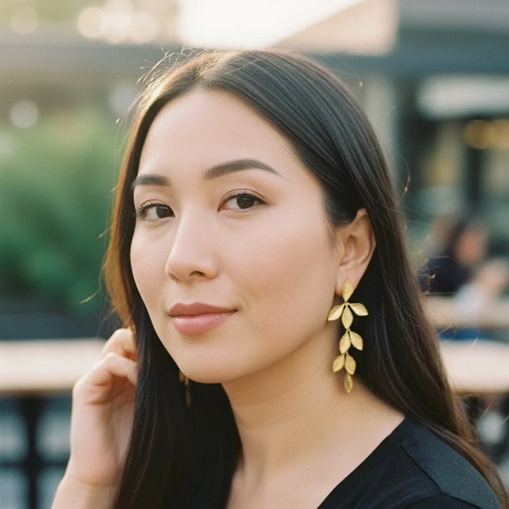 Golden Leaf Cascade Drop Earrings